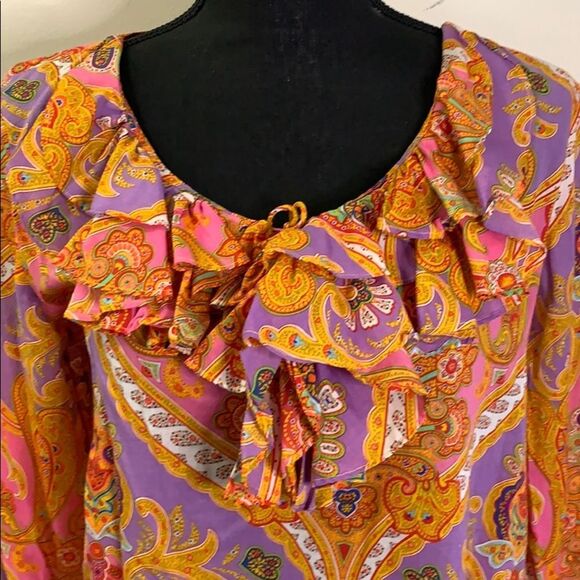 Lauren Ralph Lauren paisley ruffle collard top - Picture 3 of 10